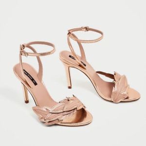 Zara HIGH HEEL SANDALS WITH LEAF DETAIL Pink